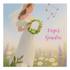 Pôster Sinal de Virgem Elegante Arte Astrológica Brilhant