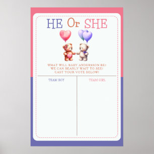 Poster Sinal de Votação de Revelação de Gênero Tema Ursin