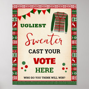 Poster Sinal de Voto para a Mais Feia Suéter de Natal