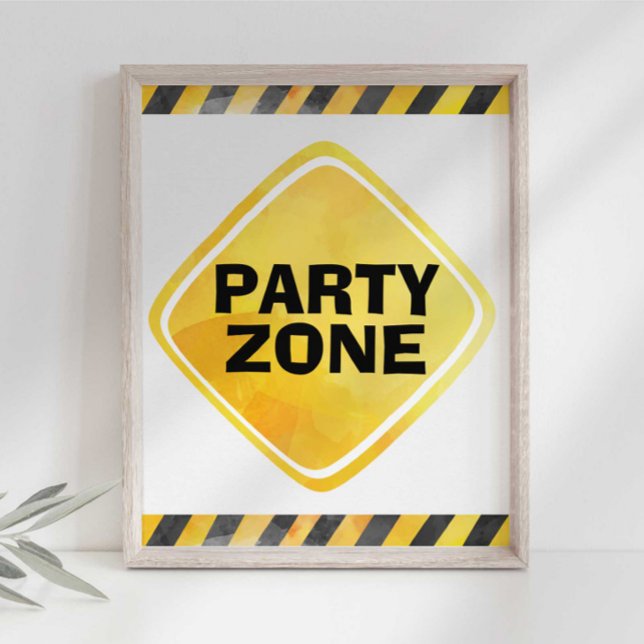 Poster Sinal de Zona de Festa de Caminhão de Construção (Criador carregado)