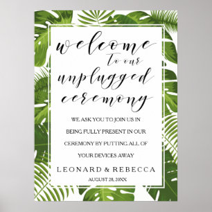 Poster Sinal desconectado elegante tropical do casamento