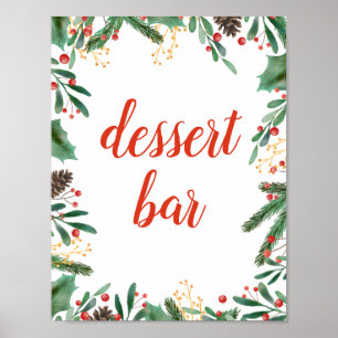 Poster Sinal do bar da sobremesa do Natal da baga das