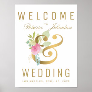 Poster Sinal do casamento da boa vinda do ampersand do