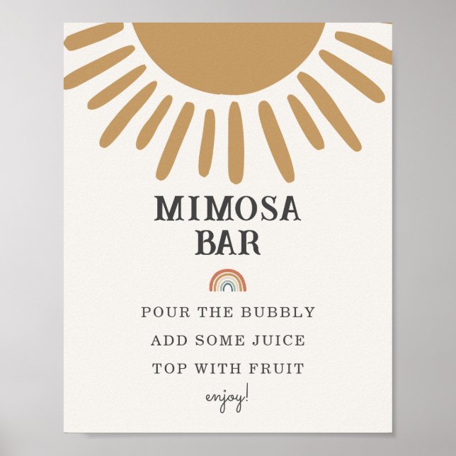 Poster sinal do chá de fraldas do boho sunshine mimosa ba (Frente)