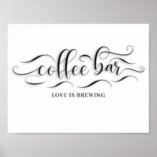 Poster Sinal do dia do casamento do bar de café