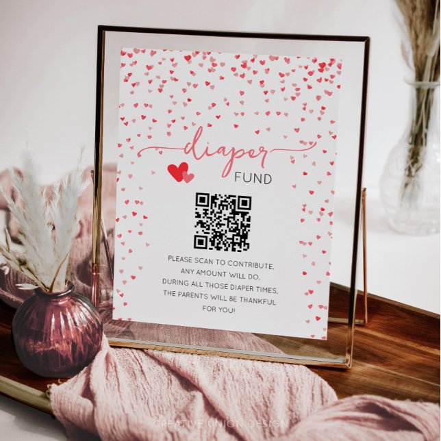 Poster Sinal do Fundo de fralda Sinal de Oferta de Caixa  (little sweetheart baby shower)