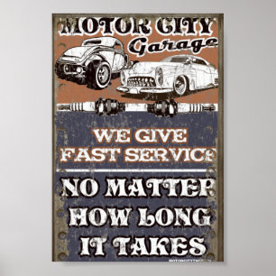 POSTER SINAL DO METAL DA CIDADE DO MOTOR
