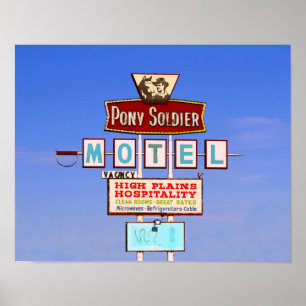 Poster Sinal do motel do soldado do pônei, Tucumcari,