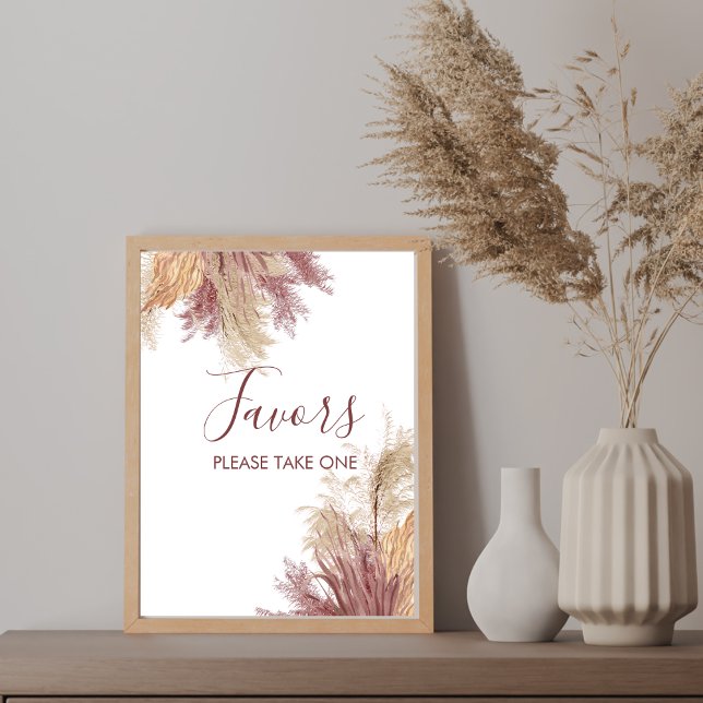 Poster Sinal do Partido Boho Pampas Grass Mauve Pink (Criador carregado)