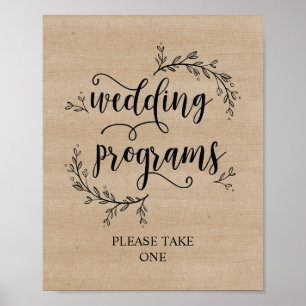 Poster Sinal do Programa de Casamento Rustic Vines