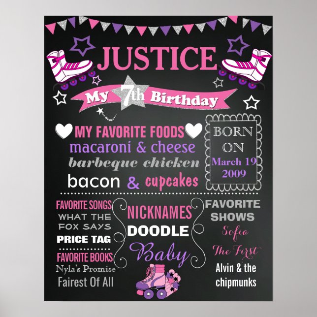 Poster Sinal do quadro de festa de aniversário do cilindr (Frente)