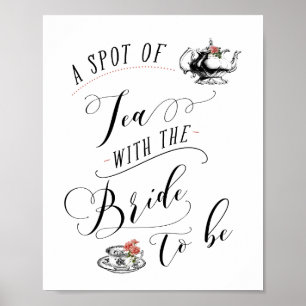 Poster Sinal do tea party do chá de panela da tipografia