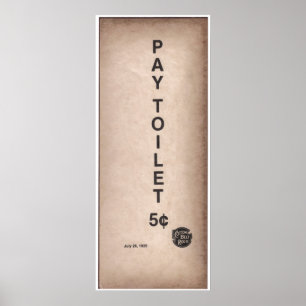 Pôster Sinal do vintage - toalete 5¢ do pagamento