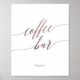 Poster Sinal Dourado cor-de-rosa elegante do bar de café