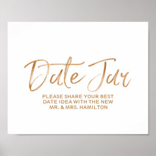 Pôster Sinal Dourado de data de casamento Jar 8x10 Na mod