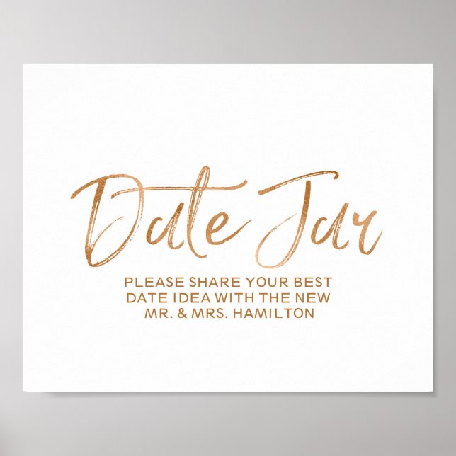 Pôster Sinal Dourado de data de casamento Jar 8x10 Na mod (Frente)