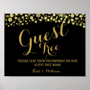 Poster SINAL Dourado e PRETO da árvore do guestbook