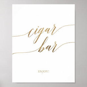 Poster Sinal Dourado elegante do bar do charuto da