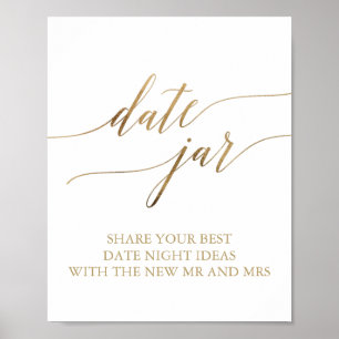 Poster Sinal Dourado elegante do frasco da data da