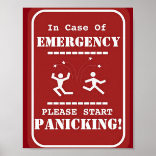 Poster Sinal engraçado do pânico da emergência