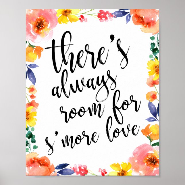 Pôster Sinal floral 8x10 de casamento com tema de s'more  (Frente)
