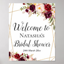 Sinal floral boho burgundy personalizado 8x10"