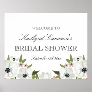 Pôster Sinal floral bonito do chá de panela