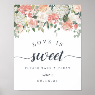 Poster Sinal floral da mesa da sobremesa do casamento dos