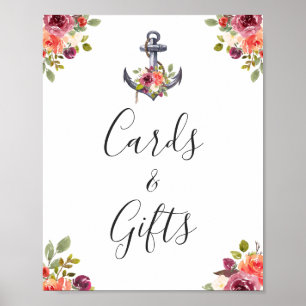 Poster Sinal floral dos cartões e dos presentes da ânco