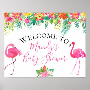 Poster Sinal floral tropical do chá de fraldas do