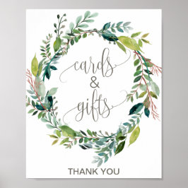 Poster Sinal Foliage Wreath Cards e Gifts