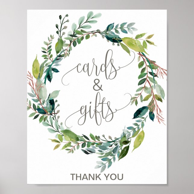 Poster Sinal Foliage Wreath Cards e Gifts (Frente)