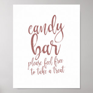 Poster Sinal Glitter Dourado do Rosa do Bar Candy Script