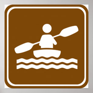 Pôster Sinal Kayaking da estrada