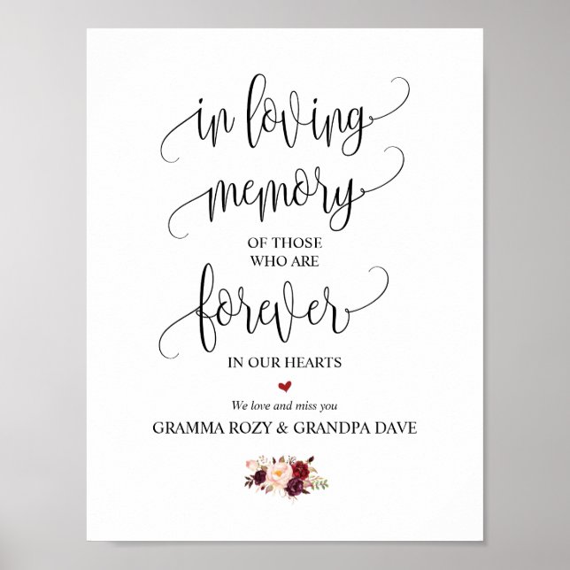 Poster Sinal Memorial Para Sempre Em Nossos Corações (Frente)