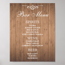 Pôster Sinal MENU do bar para o casamento e a recepção da