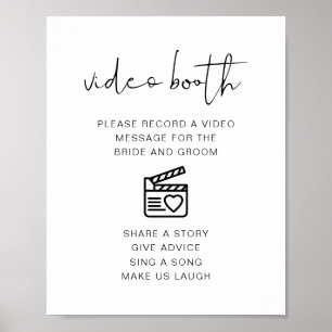 Poster Sinal Mínimo de Booth de Vídeo de Casamento Modern