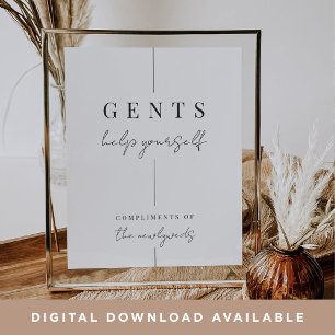 Poster Sinal Mínimo Moderno de Banheira de Casamento de G