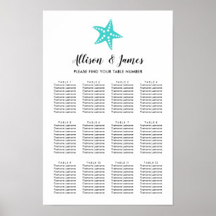 Poster Sinal moderno da carta do assento do casamento da