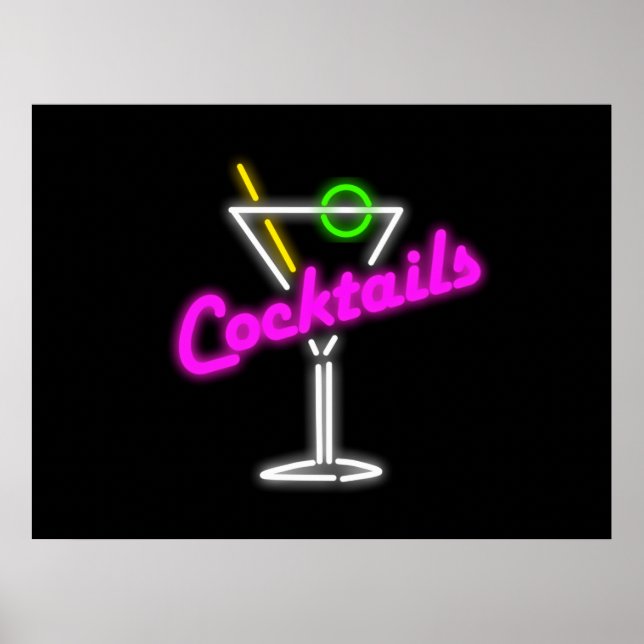 Pôster sinal Neon Cocktail (Frente)