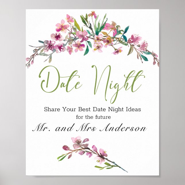 Poster Sinal noturno da floração Elegante de cerejeira ro (Frente)