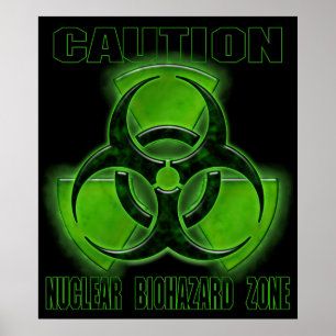 Pôster Sinal nuclear do cuidado do Biohazard