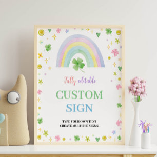 Poster Sinal Personalizado de Aniversário de Um Dia de Sã