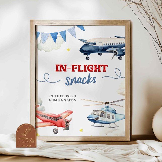 Poster Sinal Personalizado de Lanches Tema de Avião em Vô (Criador carregado)