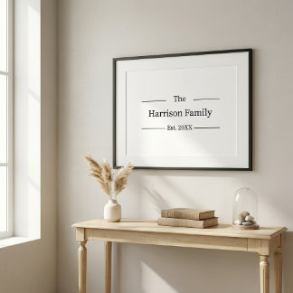 Poster Sinal Personalizado de Nome de Família Estilo Faze