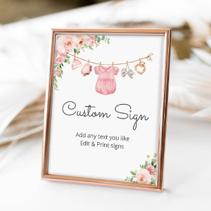 Poster Sinal personalizado de roupas de menina