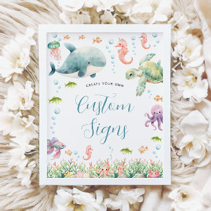 Poster Sinal Personalizado para Chá de Bebê no Oceano Sob
