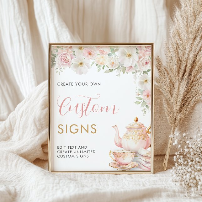 Poster Sinal Personalizado para Chá de Noiva -  8x10 (Tea Party Bridal Shower Custom Sign - 8x10
)