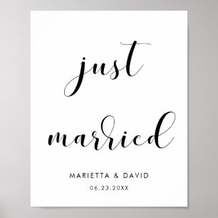 Poster Sinal preto e branco elegante do casamento do
