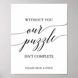 Poster Sinal preto elegante do Guestbook do quebra-cabeç